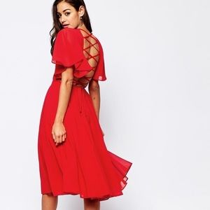 ❄️Casual Cool HP❄️ ASOS Red Midi Dress